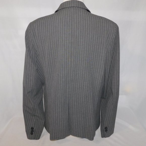 Lands End Womens 16 Gray single button Pinstripe Blazer - Picture 9 of 11